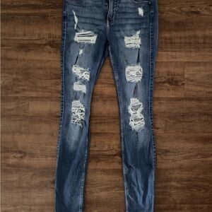 Hollister Dark Blue Distressed Skinny Jeans